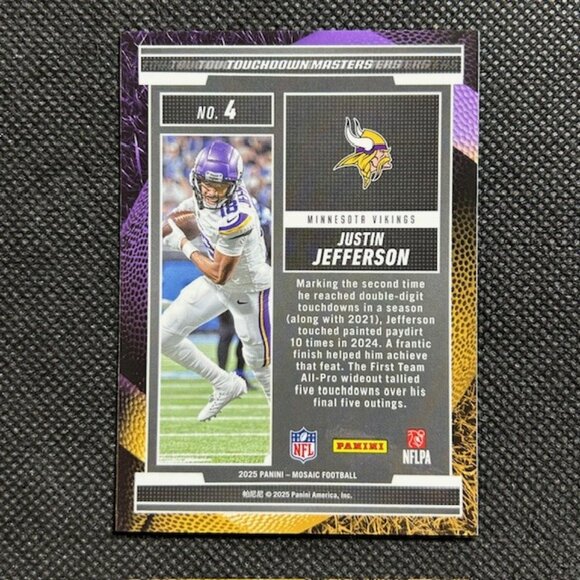 2025 Panini Mosaic - Touchdown Masters #4 Justin Jefferson Minnesota Vikings - Picture 2 of 2